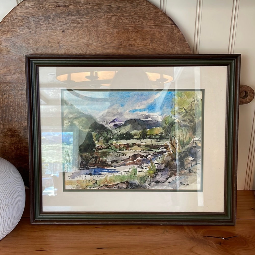 Framed watercolor original painting